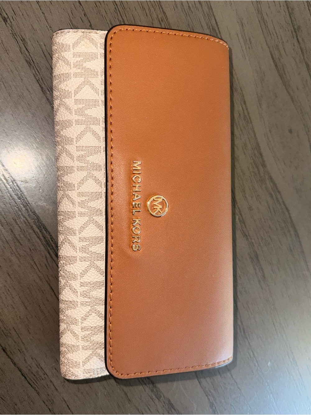 Michael Kors Jet Set Signature Continental Wallet in Brown and Beige